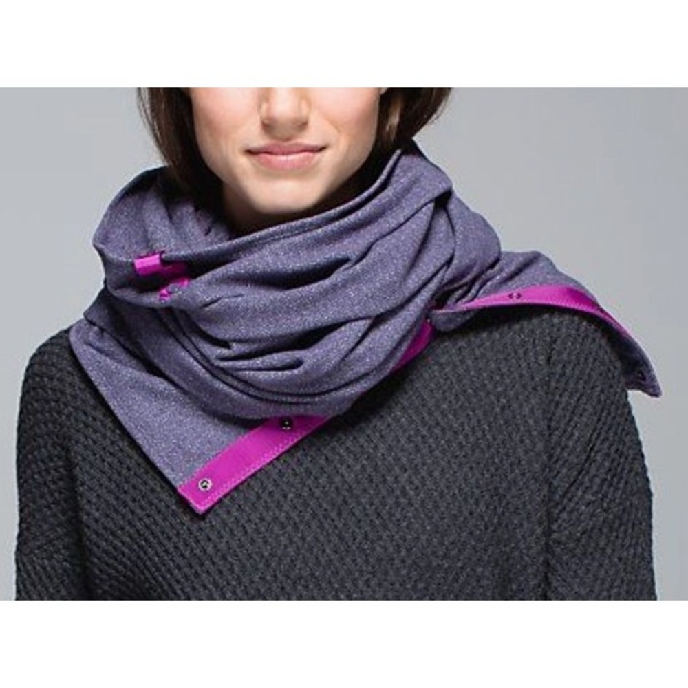 LULULEMON Vinyasa Scarf Wrap Shrug PURPLE HERRINGBONE Heathered Black Grape Pink